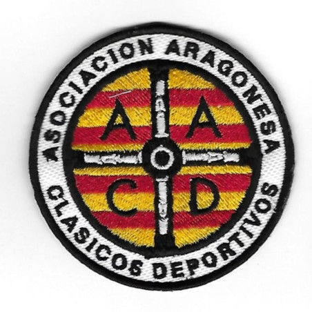 3475 Badge à coudre - Patch écusson brodé 75mmX75mm AACD ASOCIACION ARAGONESA CLASICOS DEPORTIVOS