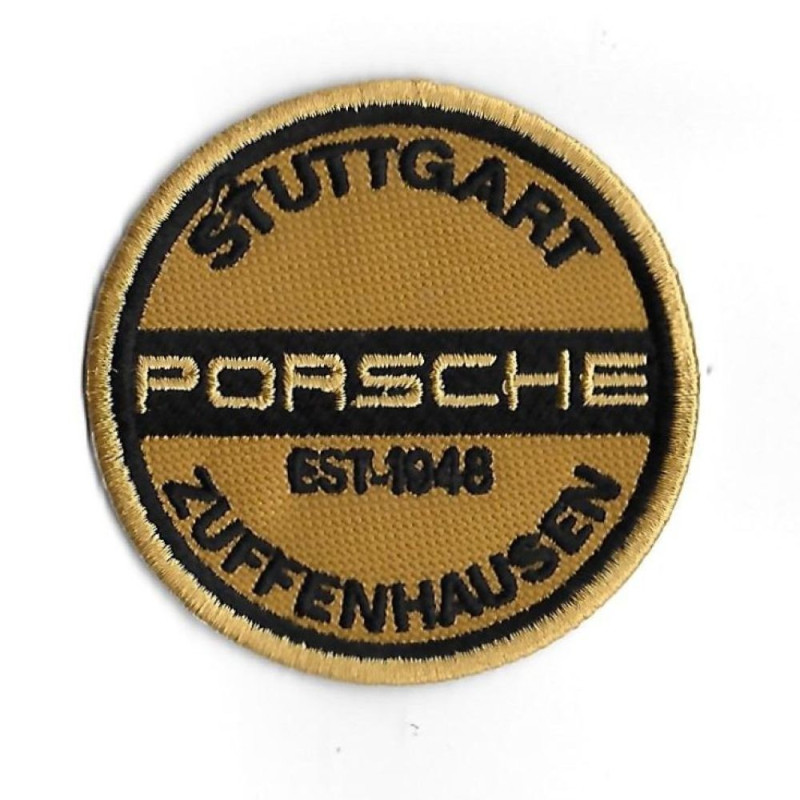 3551 Patch - badge emblema bordado para coser 70mmx70mm PORSCHE ZUFFENHAUSEN STUTTGART ESTABLISHED 1948