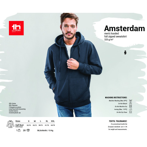 2358 Veste sweat zippé THC AMSTERDAM homme avec capuche