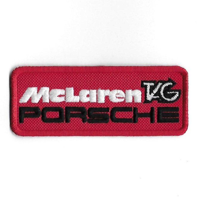3678 Badge - Parche bordado de coser 100mmX40mm MC LAREN PORSCHE TAG RACING TEAM MP4/2 McLaren
