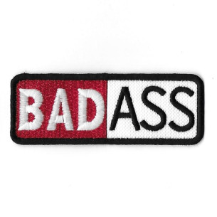 3696 Badge - Parche bordado de coser 97mmX35mm BADASS - BAD ASS