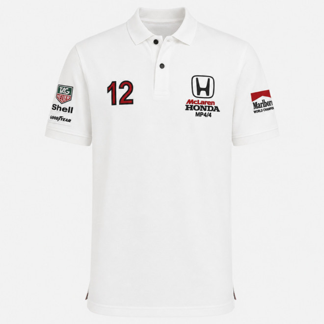 3955 Polo AYRTON SENNA 12 MCLAREN HONDA MP4/4 MARBORO F1 TEAM Premium Quality