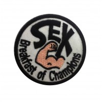 Embroidered patch 7x7 legendary  « SEX BREAKFAST OF CHAMPIONS » from JAMES HUNT