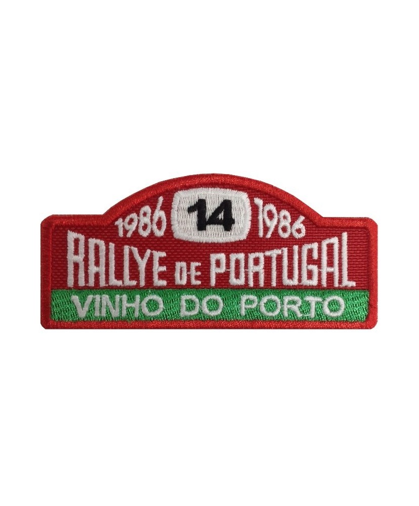 1141 Patch emblema bordado 10x4 RALLY PORTUGAL VINHO DO PORTO 1986 Nº 14 MOUTINHO