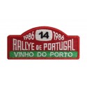 1141 Patch emblema bordado 10x4 RALLY PORTUGAL VINHO DO PORTO 1986 Nº 14 MOUTINHO
