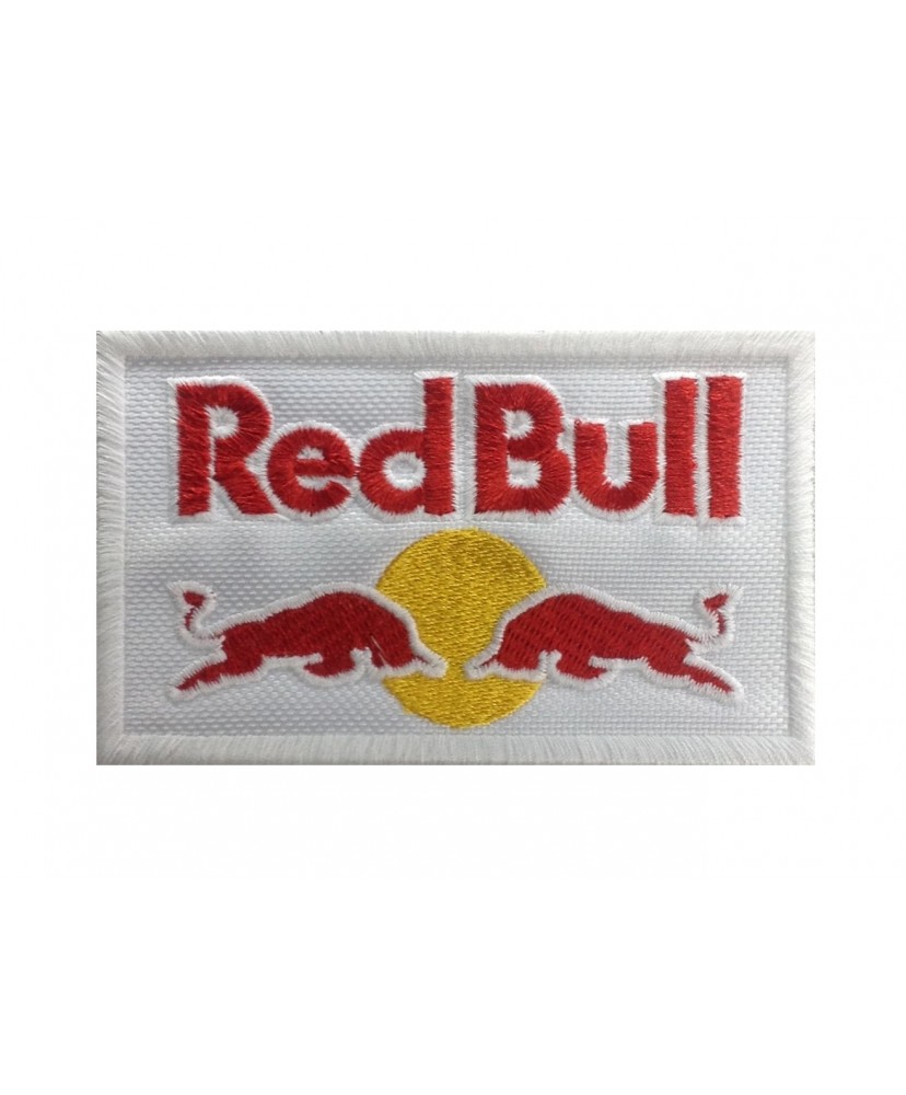 0115 White embroidered patch 10x6 RED BULL