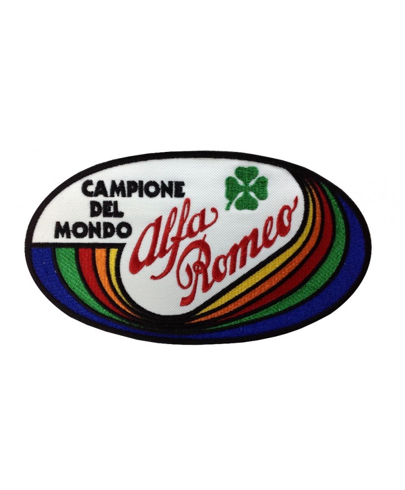 1360 Patch emblema bordado 20x11 ALFA ROMEO CAMPIONE DEL MUNDO