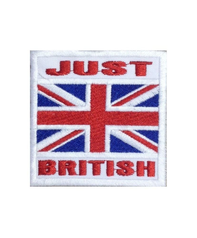 1408 Parche emblema bordado 7x7 JUST BRITISH bandera REINO UNIDO