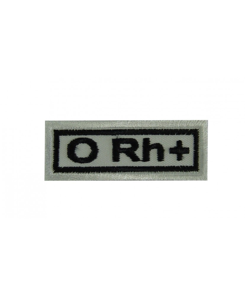 Patch bordado 6x2.3 tipo sanguineo O Rh +