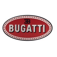 PTC38 Patch brodé thermocollé : logo Bugatti largeur environ 8.2 cm hauteur  environ 4.2 cm