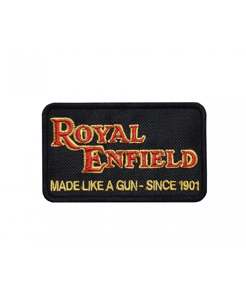 1946 Parche emblema bordado 10x6 ROYAL ENFIELD made like a gun - since 1901