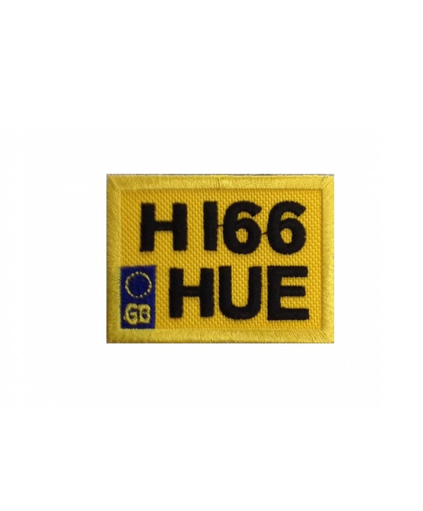 1958 Embroidered patch 6X4 H166 HUE LAND ROVER DEFENDER LAST LICENSE PLATE