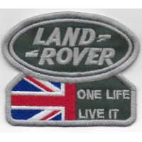 0926 Patch emblema bordado 9x7 LAND ROVER ONE LIFE LIVE IT UNION JACK