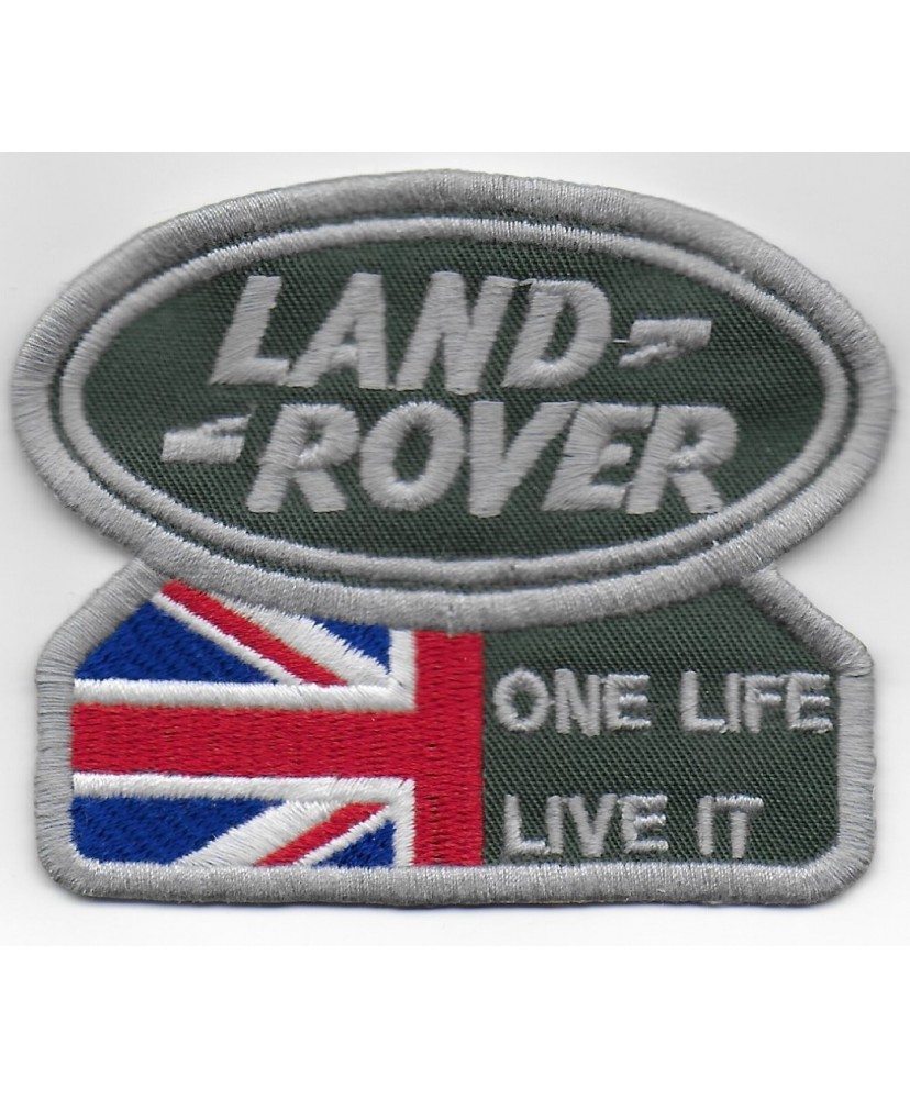 0926 Patch emblema bordado 9x7 LAND ROVER ONE LIFE LIVE IT UNION JACK