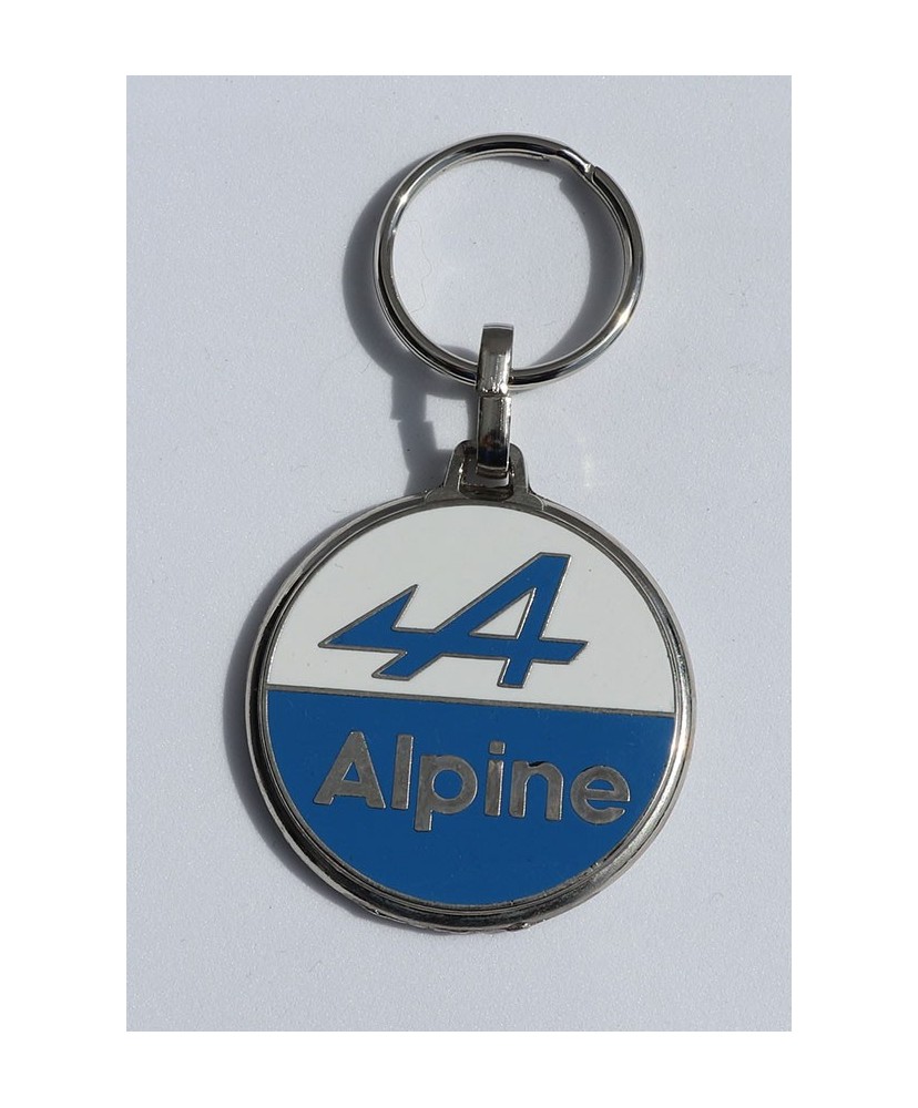 Porte-clés émaillé chromé Renault Alpine A310 bleue.