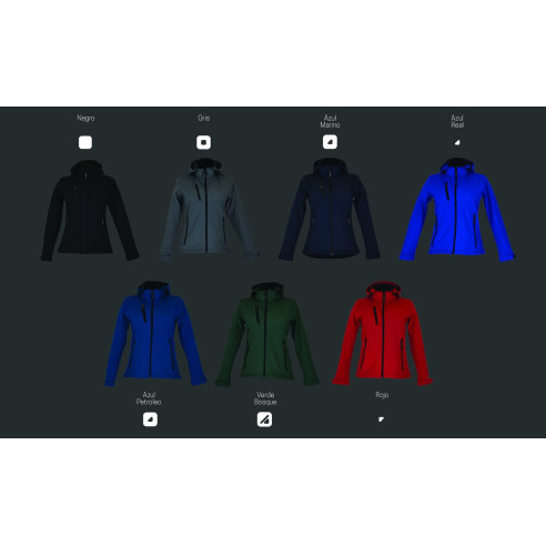 1912 chaqueta softshell con capucha mujer personalisada 1 parche