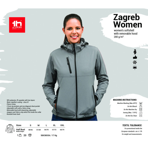 1912 chaqueta softshell con capucha mujer personalisada 1 parche