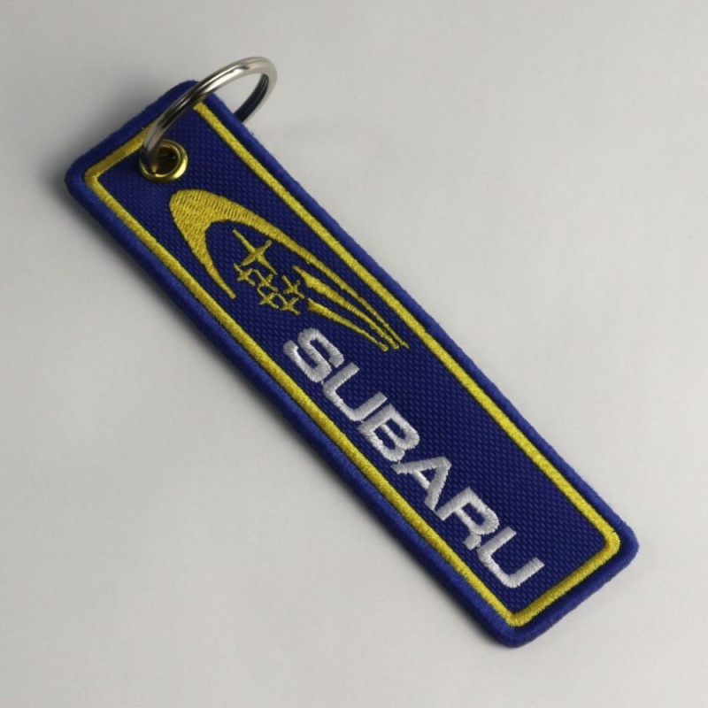 2843 keyring SUBARU - IF IN DOUBT - FLAT OUT 125mm X 33mm