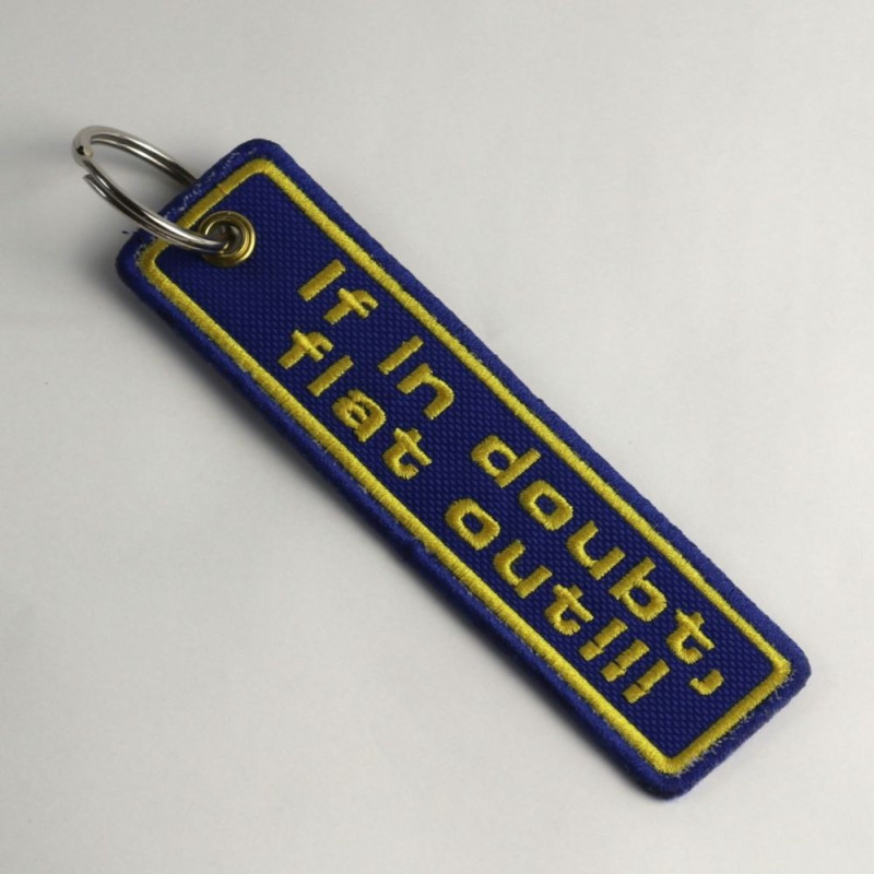 2843 keyring SUBARU - IF IN DOUBT - FLAT OUT 125mm X 33mm